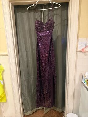 Niteline Purple Sequin Prom Dress